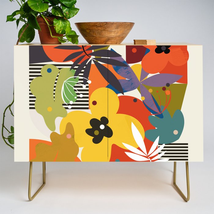 mid century minimal floral Credenza Gallery Image 1