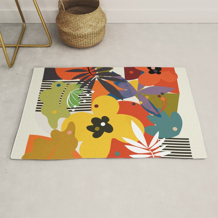 mid century minimal floral Rug Gallery Image 1