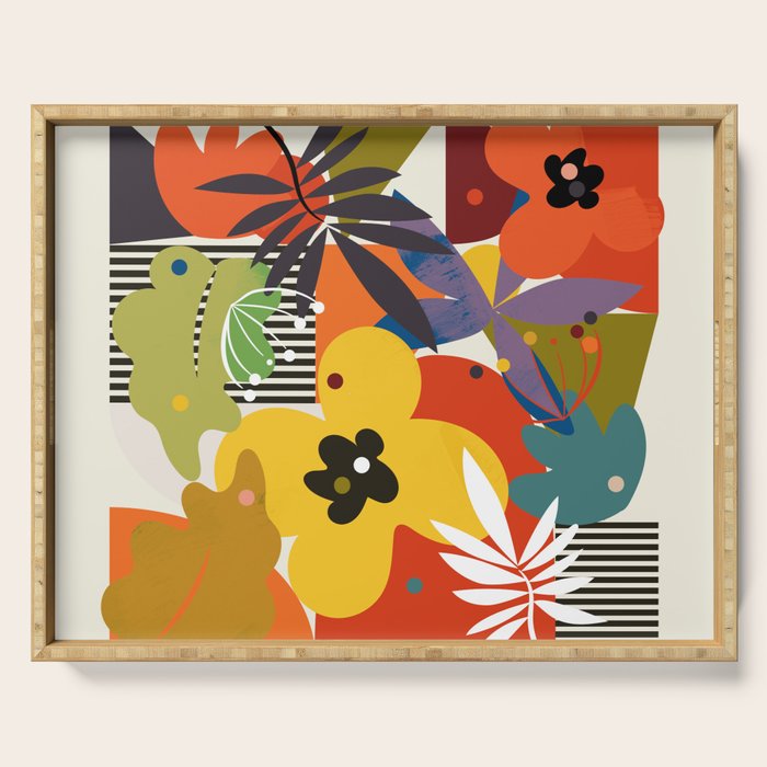 mid century minimal floral Serving Tray Gallery Image 1