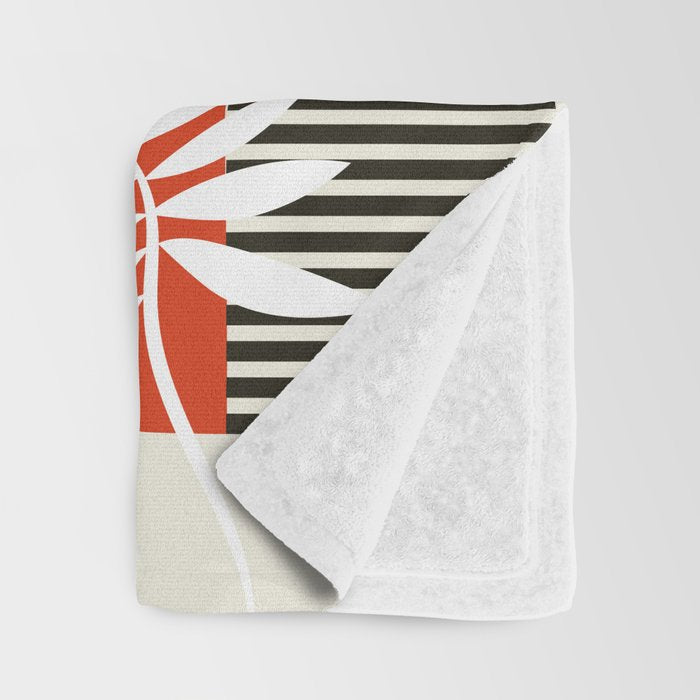 mid century minimal floral Throw Blanket Gallery Image 3
