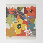 mid century minimal floral Throw Blanket Gallery Image 2
