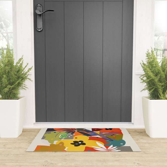 mid century minimal floral Welcome Mat Gallery Image 3