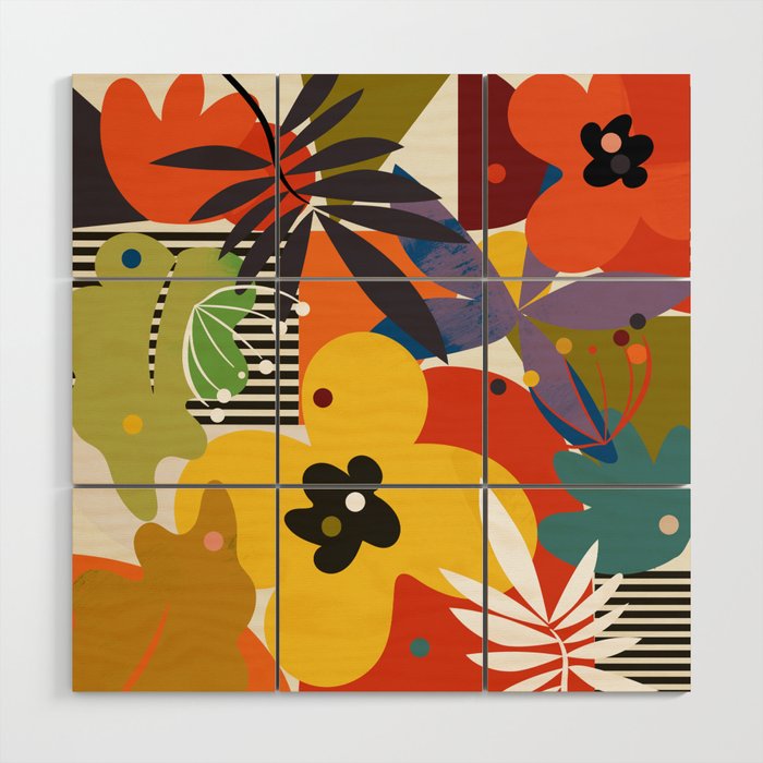 mid century minimal floral Wood Wall Art Gallery Image 1