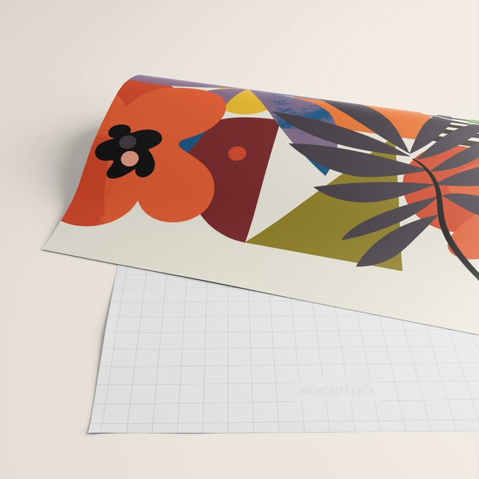 mid century minimal floral Wrapping Paper Gallery Image 2