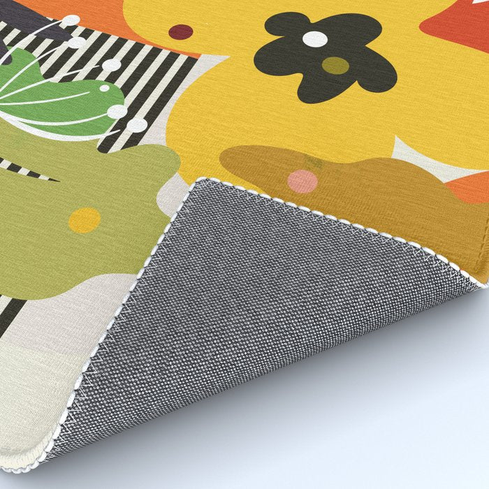 mid century minimal floral Rug Gallery Image 4