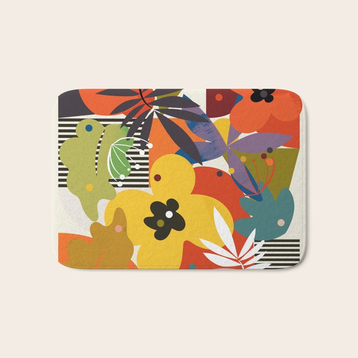 mid century minimal floral Bath Mat Gallery Image 1