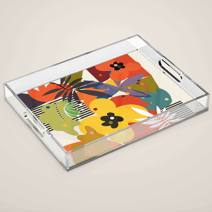mid century minimal floral Acrylic Tray Gallery Image 1