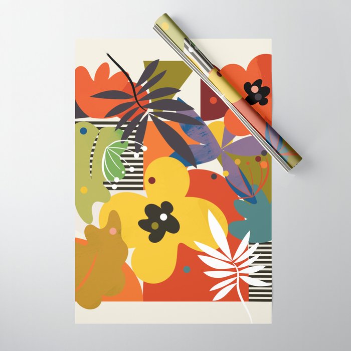 mid century minimal floral Wrapping Paper Gallery Image 1