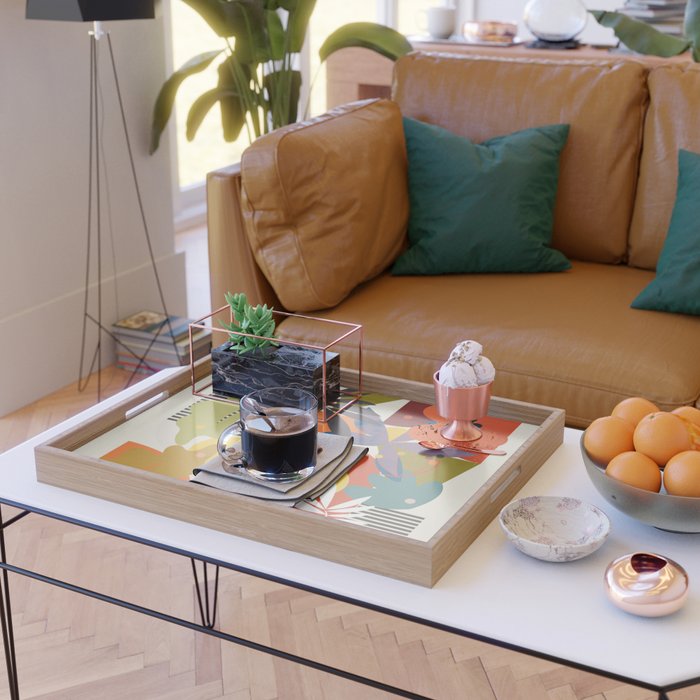mid century minimal floral Serving Tray Gallery Image 2