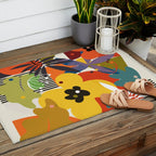 mid century minimal floral Outdoor Rug Gallery Image 2