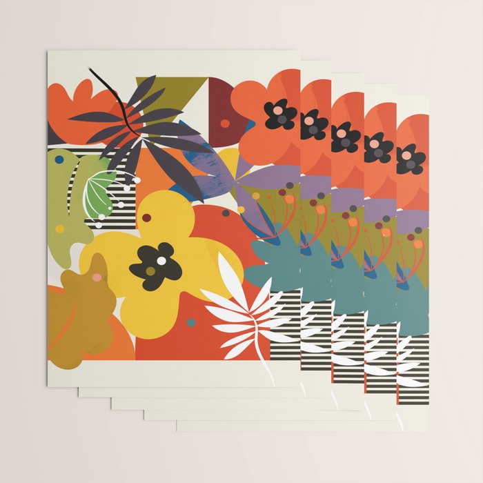mid century minimal floral Wrapping Paper Gallery Image 3