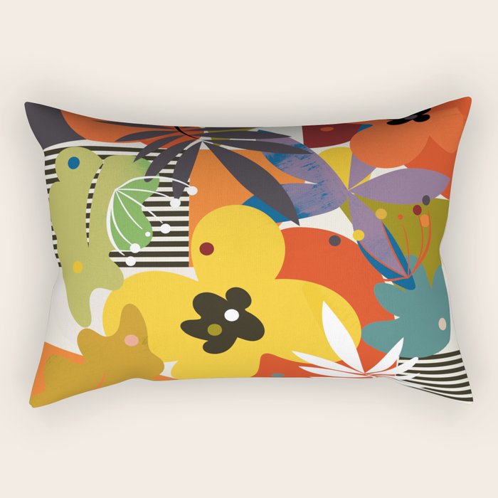 mid century minimal floral Rectangular Pillow Gallery Image 2