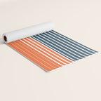 Navy Blue Orange Stripes Yoga Mat Gallery Image 2