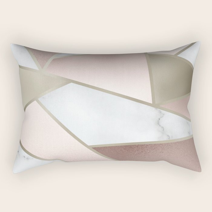 Geometric Art, Rose Gold, Blush Pink, Marble Prints Rectangular Pillow Gallery Image 1