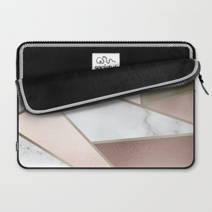 Geometric Art, Rose Gold, Blush Pink, Marble Prints Laptop Sleeve Gallery Image 2