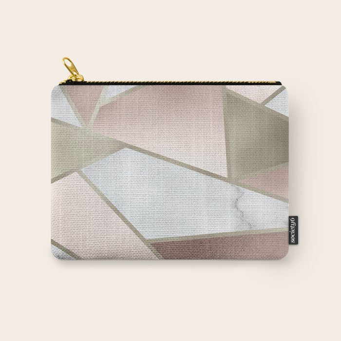 Geometric Art, Rose Gold, Blush Pink, Marble Prints Carry All Pouch Gallery Image 1