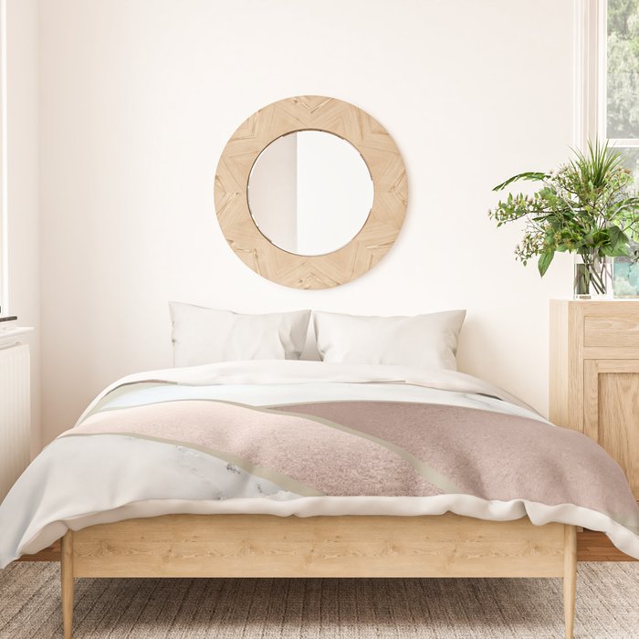 Geometric Art, Rose Gold, Blush Pink, Marble Prints Duvet Cover Gallery Image 3