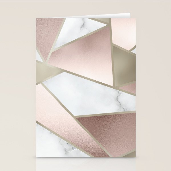 Geometric Art, Rose Gold, Blush Pink, Marble Prints Stationery Card Gallery Image 2