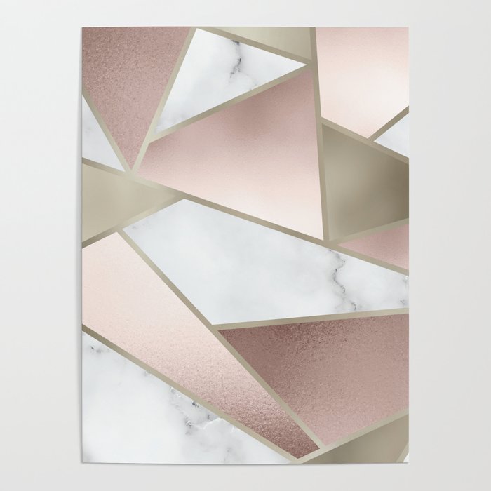 Geometric Art, Rose Gold, Blush Pink, Marble Prints Poster Gallery Image 4