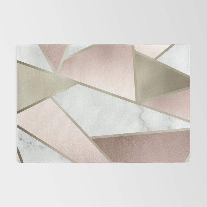 Geometric Art, Rose Gold, Blush Pink, Marble Prints Rug Gallery Image 2