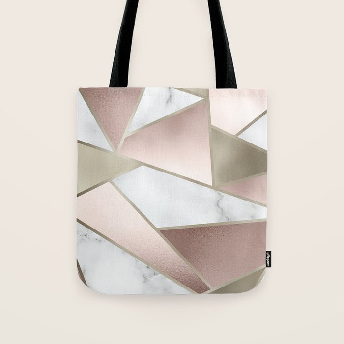 Geometric Art, Rose Gold, Blush Pink, Marble Prints Tote Bag Gallery Image 1