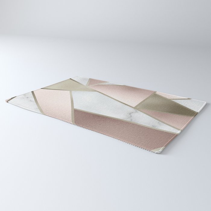 Geometric Art, Rose Gold, Blush Pink, Marble Prints Rug Gallery Image 3
