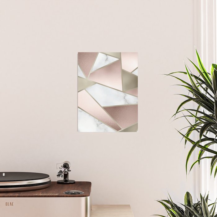 Geometric Art, Rose Gold, Blush Pink, Marble Prints Poster Gallery Image 2