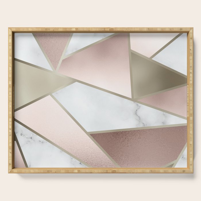 Geometric Art, Rose Gold, Blush Pink, Marble Prints Serving Tray Gallery Image 1