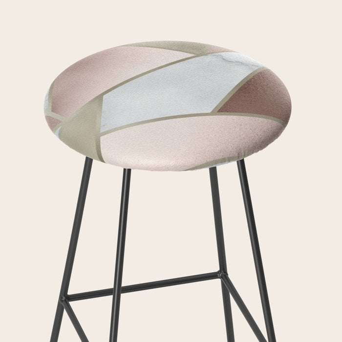 Geometric Art, Rose Gold, Blush Pink, Marble Prints Stool Gallery Image 2