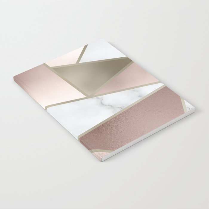 Geometric Art, Rose Gold, Blush Pink, Marble Prints Notebook Gallery Image 1