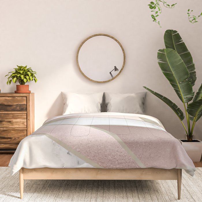 Geometric Art, Rose Gold, Blush Pink, Marble Prints Comforter Gallery Image 3