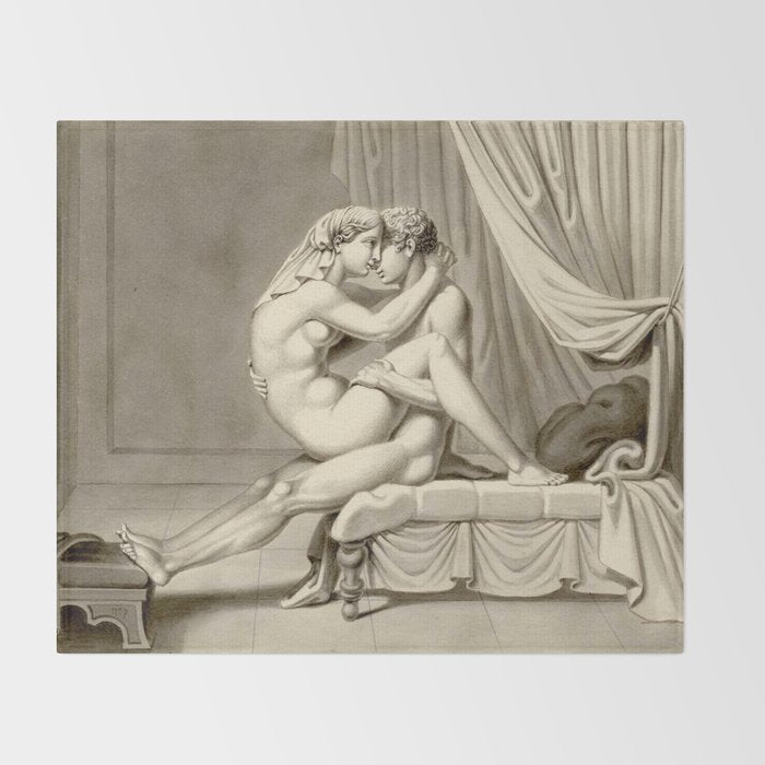 Jean Frédéric Maximilien de Waldeck Erotic Lovers III Throw Blanket Gallery Image 2