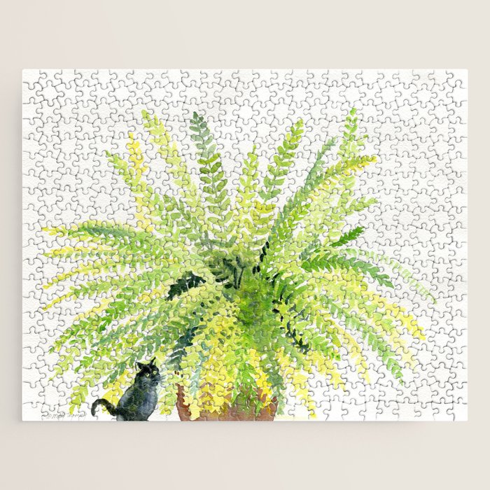 Cat and Fern Jigsaw Puzzle Gallery Image 1