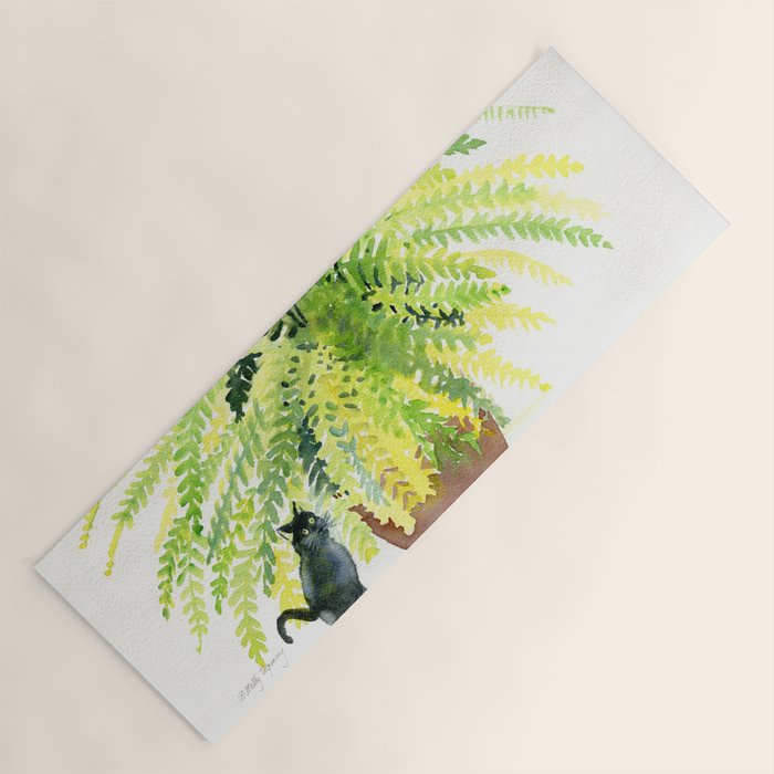 Cat and Fern Yoga Mat Gallery Image 1