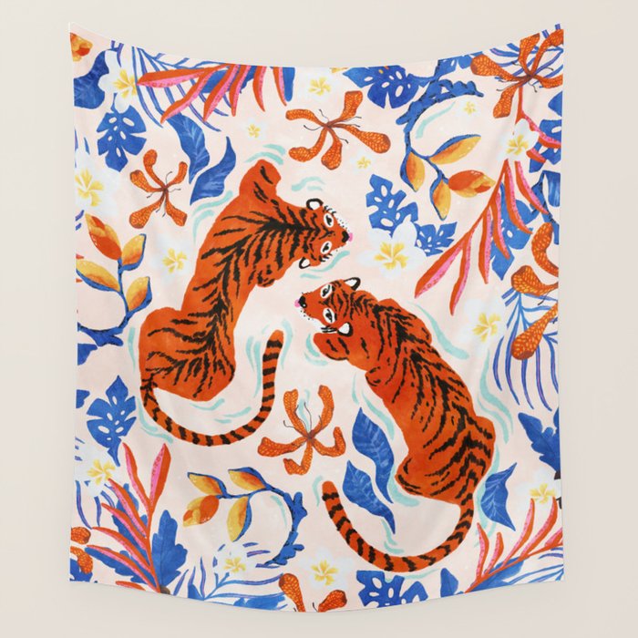 Tiger Swim Wall Tapestry Gallery Image 4