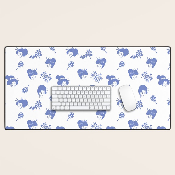 Light blue japanese pattern Desk Mat Gallery Image 1