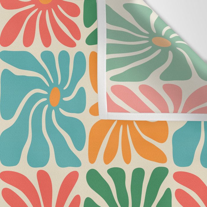 Vintage colorful flower art pattern Wall Tapestry Gallery Image 3