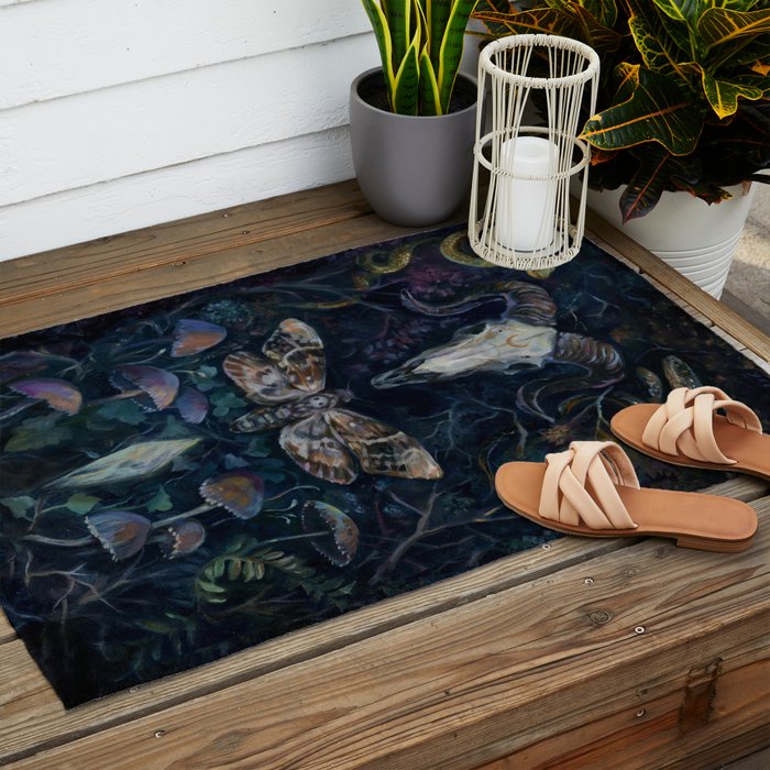 Death Moth Goat Skull Outdoor Rug Gallery Image 2