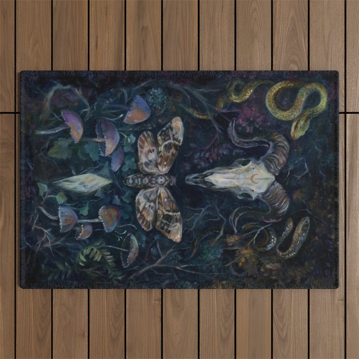 Death Moth Goat Skull Outdoor Rug Gallery Image 1