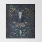 Death Moth Goat Skull Throw Blanket Gallery Image 2