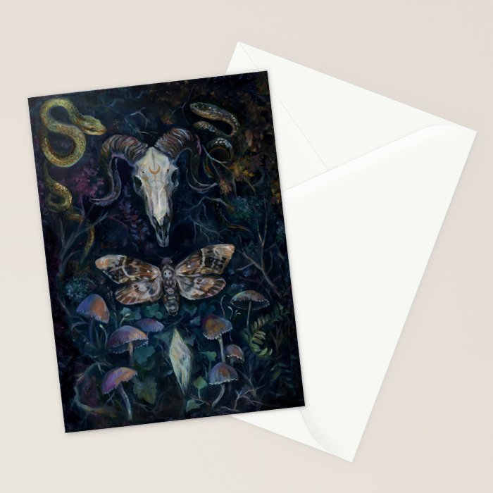 Death Moth Goat Skull Stationery Card Gallery Image 2