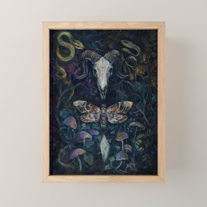Death Moth Goat Skull Mini Art Print Gallery Image 1