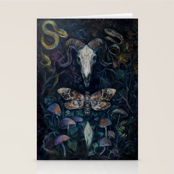 Death Moth Goat Skull Stationery Card Gallery Image 1