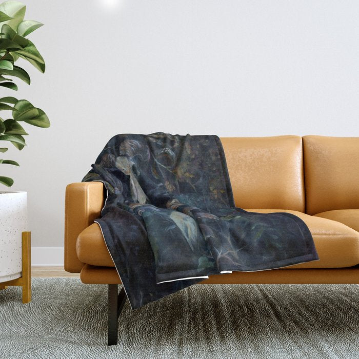 Death Moth Goat Skull Throw Blanket Gallery Image 1