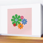 Happy Retro Flowers 60s 70s Smiley Face Colorful Spring Floral on Pink Wall Mural Gallery Image 2