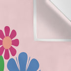 Happy Retro Flowers 60s 70s Smiley Face Colorful Spring Floral on Pink Wall Tapestry Gallery Image 3