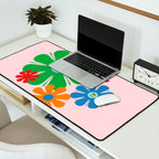 Happy Retro Flowers 60s 70s Smiley Face Colorful Spring Floral on Pink Desk Mat Gallery Image 2