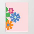Happy Retro Flowers 60s 70s Smiley Face Colorful Spring Floral on Pink Notebook Gallery Image 4