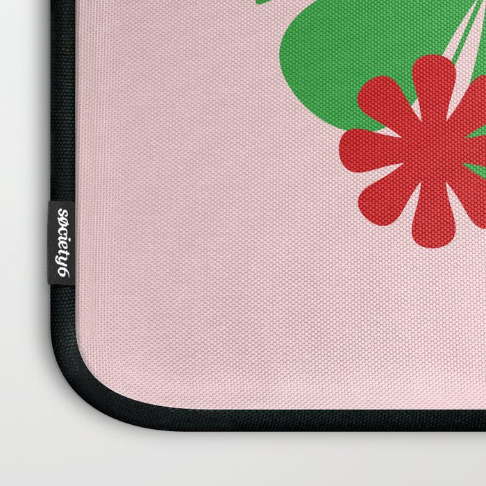 Happy Retro Flowers 60s 70s Smiley Face Colorful Spring Floral on Pink Laptop Sleeve Gallery Image 3