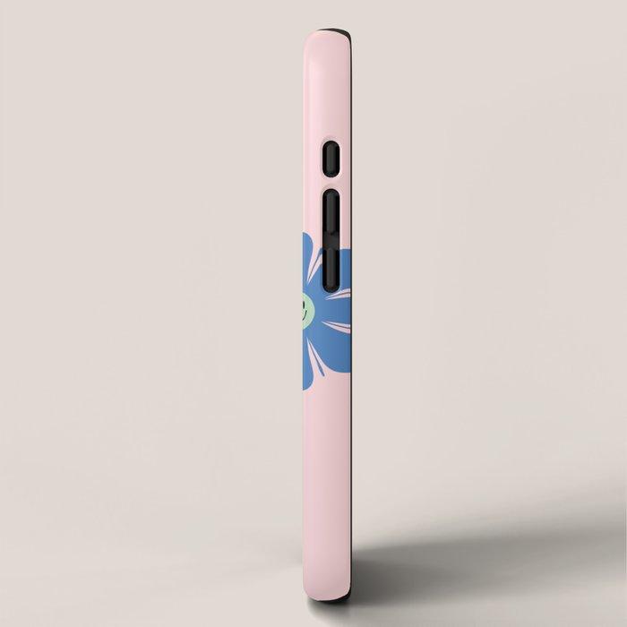 Happy Retro Flowers 60s 70s Smiley Face Colorful Spring Floral on Pink iPhone Case Gallery Image 2